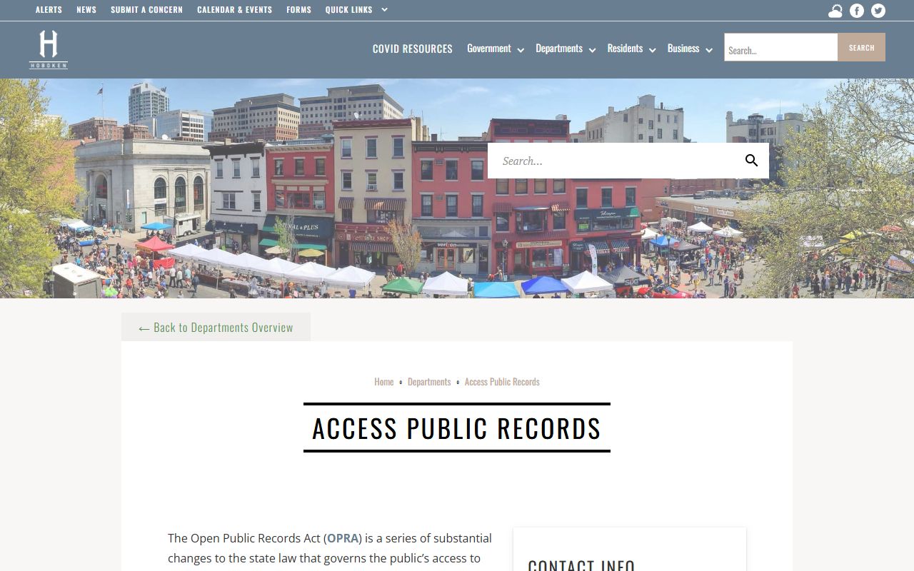 Hoboken city clerk OPRA portal for public records including Hoboken felony records