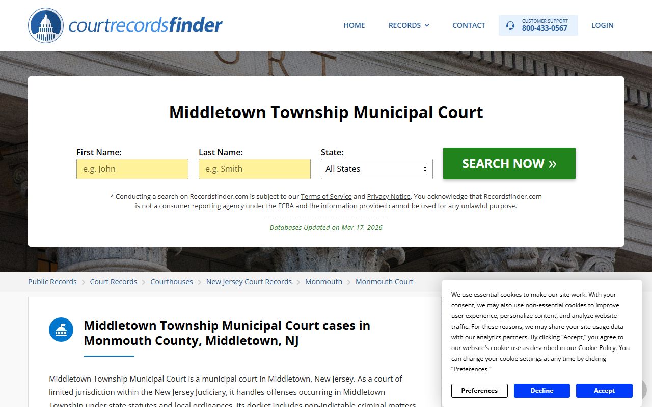 Middletown Township court information and case records reference for felony cases