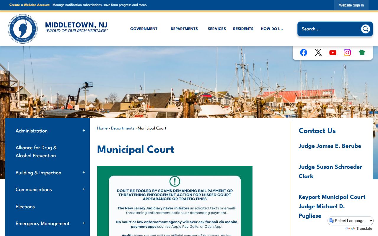 Middletown Township Municipal Court where initial criminal appearances and lower-level cases are heard
