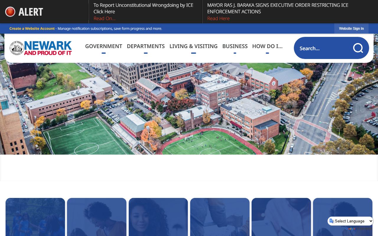 Newark official website with links to public safety and felony record resources