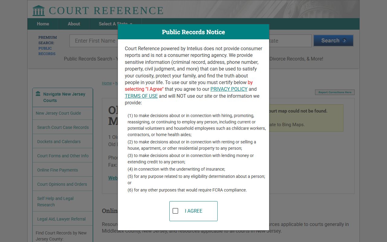 Old Bridge Township Municipal Court reference information for criminal and felony case records