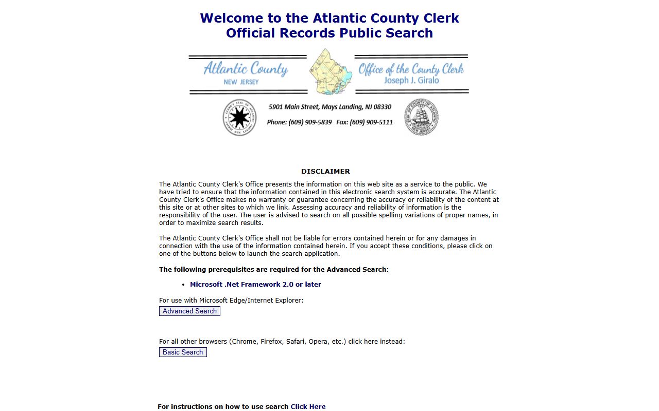 Atlantic County online records search portal for felony record lookups