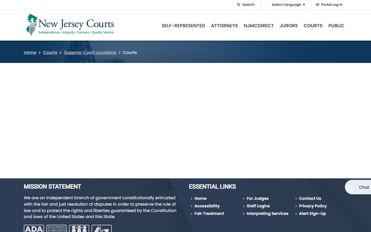 Bergen County Court Vicinage page for felony records and criminal case information