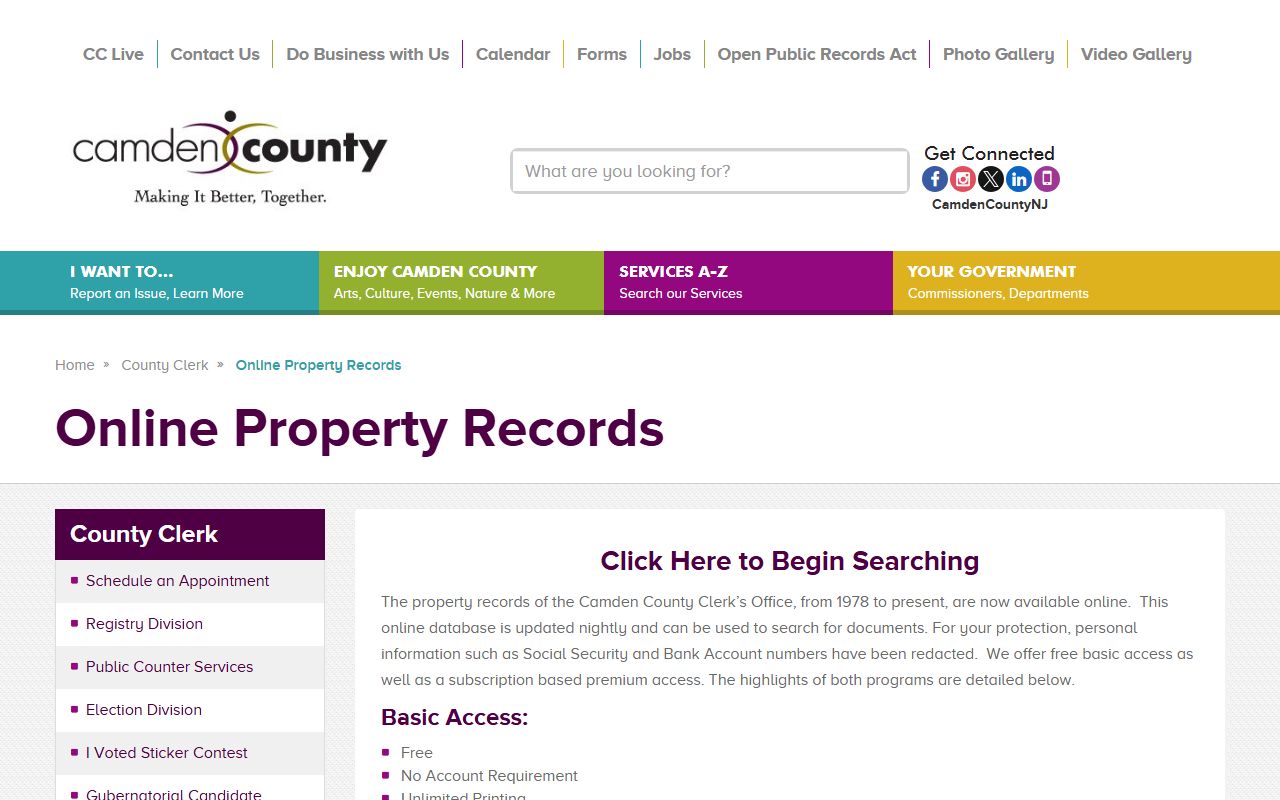 Camden County online property records search for judgment liens tied to felony cases