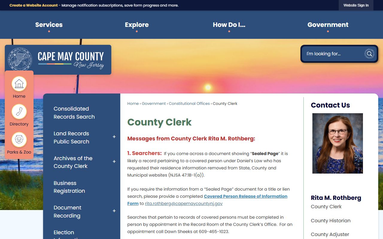 Cape May County Clerk office for felony record searches