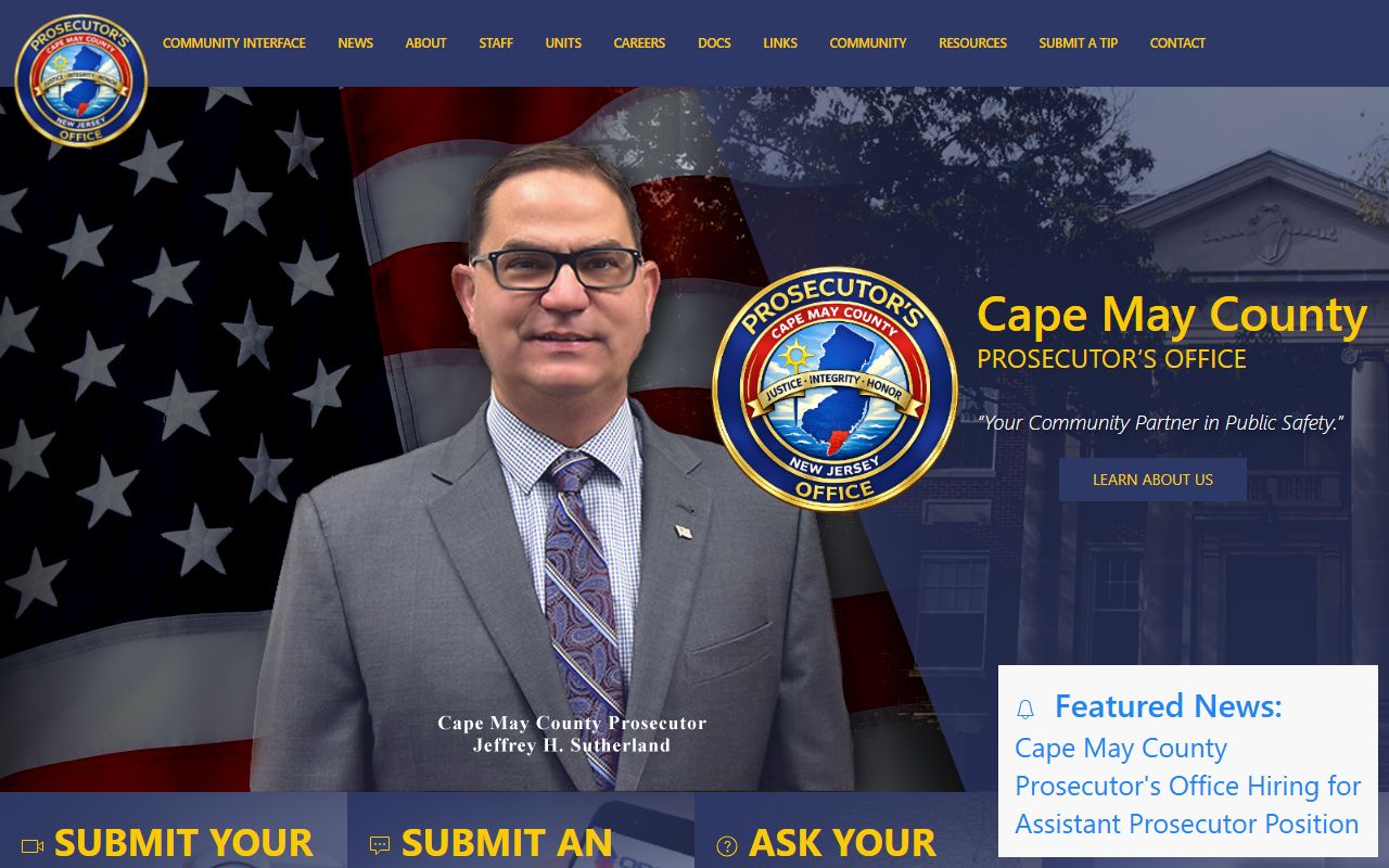 Cape May County Prosecutor office for criminal felony case records