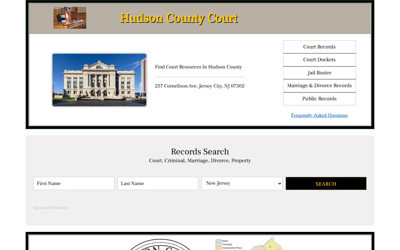 Hudson County court records website for felony case searches
