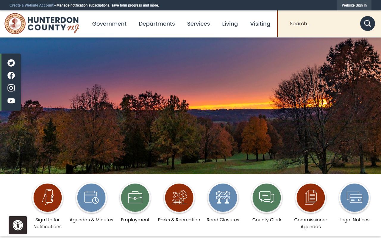 Hunterdon County official website for public records and felony case information