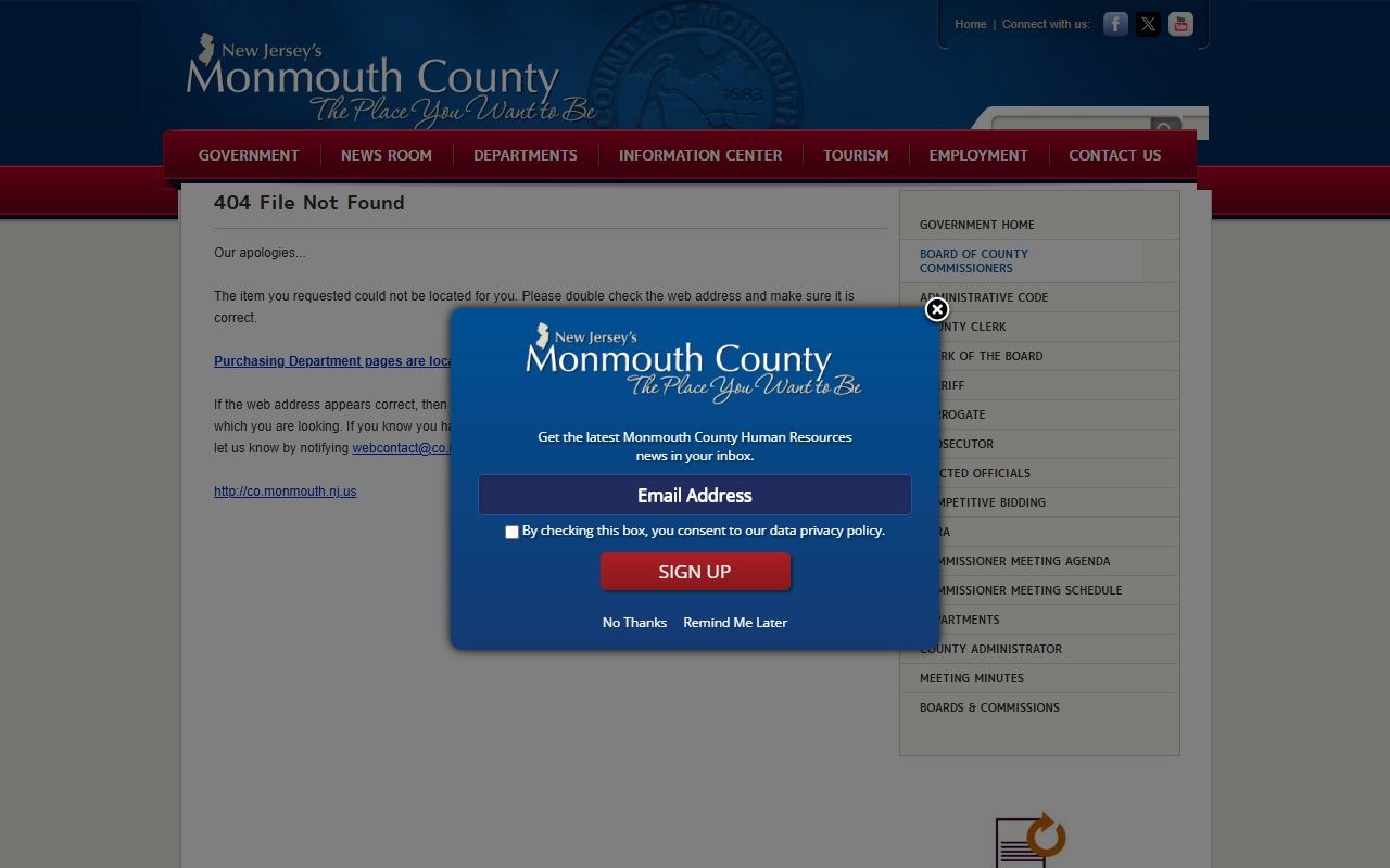 Monmouth County Clerk office page for public records access