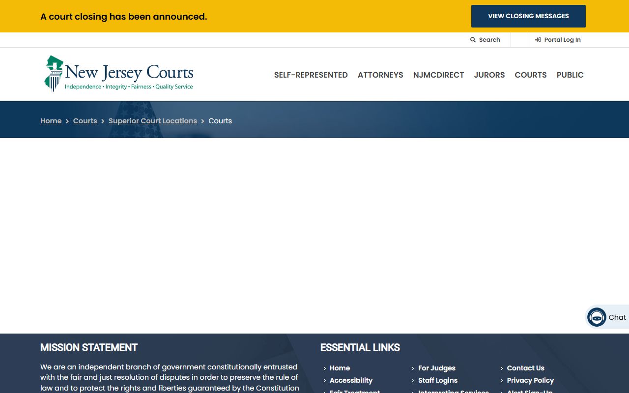 Monmouth County Superior Court page on NJ Courts website for felony record access
