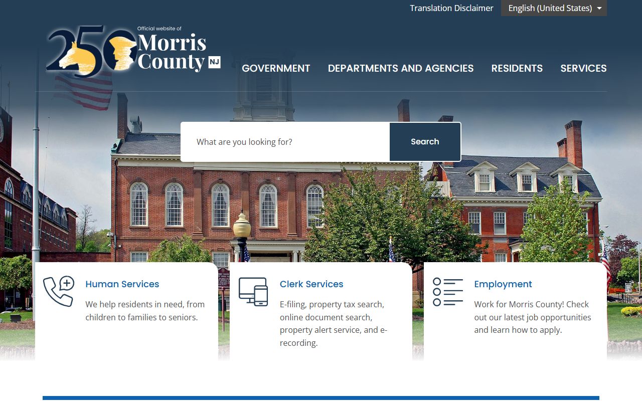Morris County official website for accessing felony records and public data
