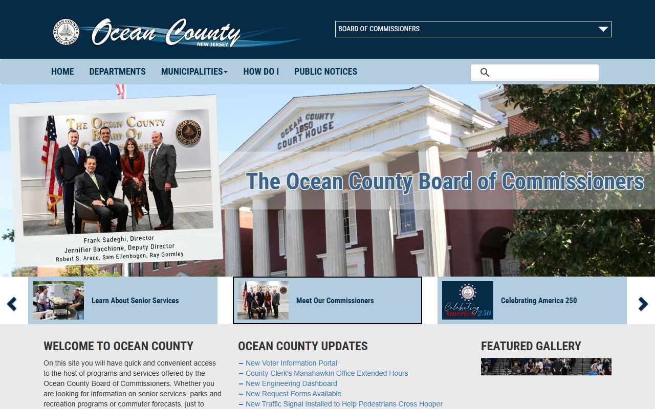 Ocean County official website for government records and felony data
