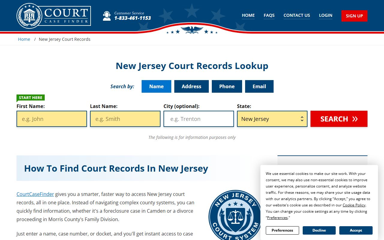 Somerset County court records search tool for felony case lookups