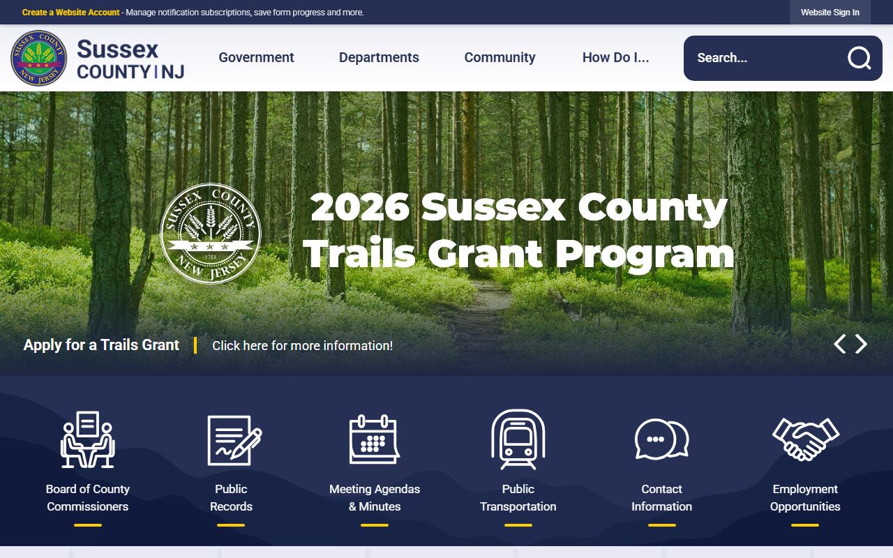 Sussex County official website for government records access