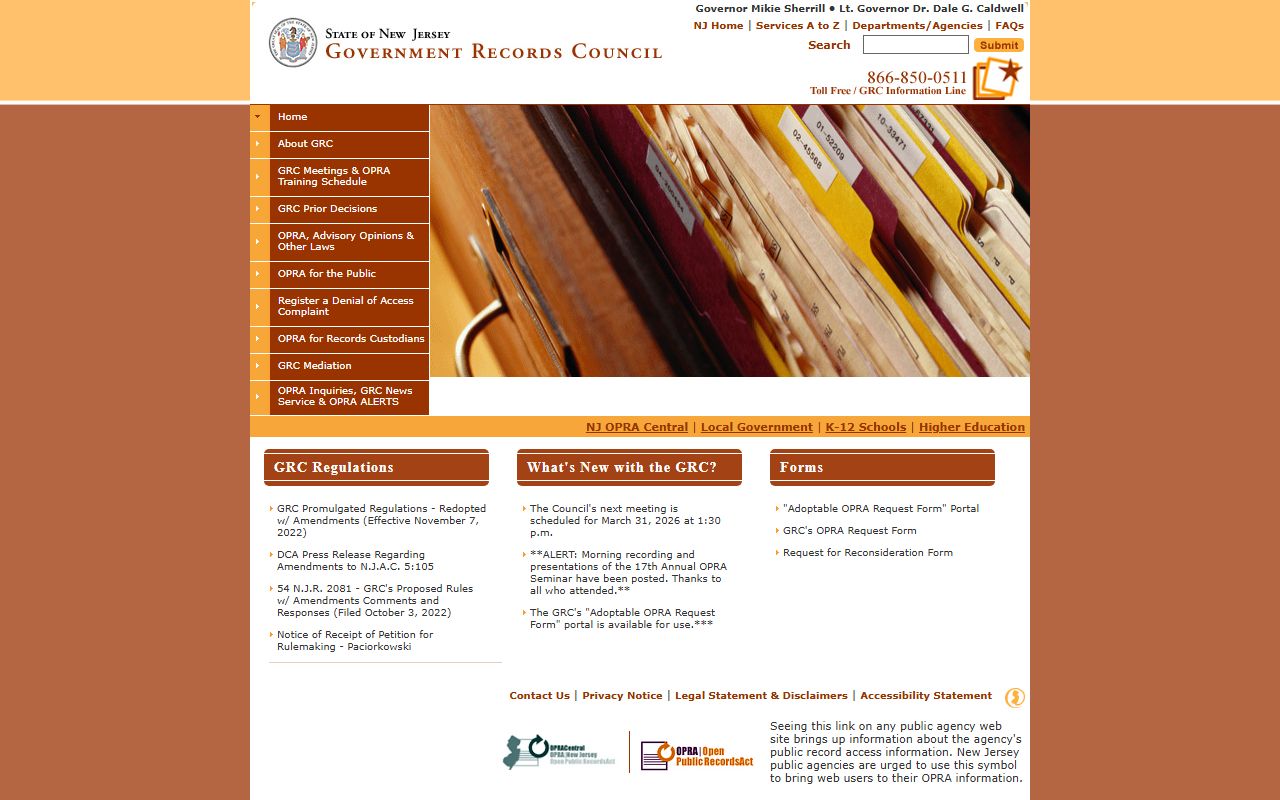 New Jersey Government Records Council felony records search portal